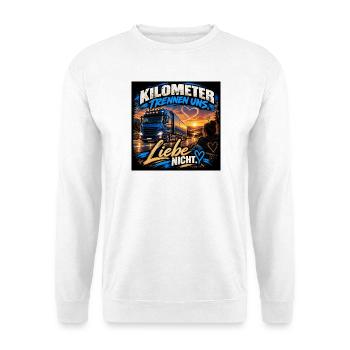 Kilometer trennt uns Liebe nicht - Unisex Pullover - Weiß - Vorne - Alina (178cm) & Michal (187cm)