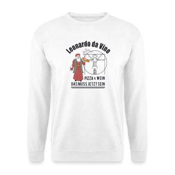  Wein Weinliebhaber Da-Vinci Korkenzieher Da-Vino - Unisex Pullover - Weiß - Vorne - Alina (178cm) & Michal (187cm)