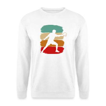 Tischtennis Spieler Grunge Pinselstriche Retro - Unisex Pullover - Weiß - Vorne - Alina (178cm) & Michal (187cm)