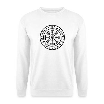 Kosakenkompass – Rurik Vegvisir, ukrainischer Wikinger - Unisex Pullover - Weiß - Vorne - Alina (178cm) & Michal (187cm)