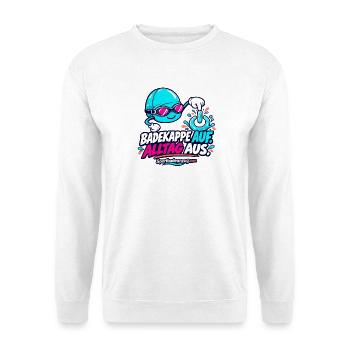 Badekappe Alltagsflucht Cartoon - Unisex Pullover - Weiß - Vorne - Alina (178cm) & Michal (187cm)