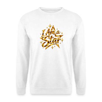 Ich bin ein Star: Goldener Glitzer - Unisex Pullover - Weiß - Vorne - Alina (178cm) & Michal (187cm)