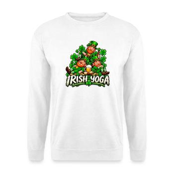 Irish Yoga Leprechauns Party - Unisex Pullover - Weiß - Vorne - Alina (178cm) & Michal (187cm)