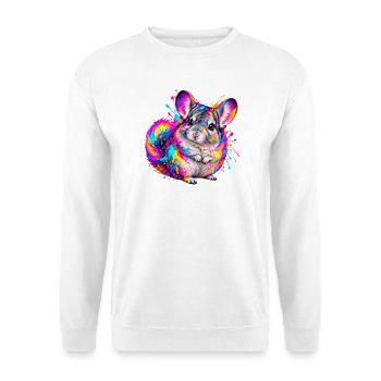 Chinchilla – Farbenfrohes Neon Graffiti Tier - Unisex Pullover - Weiß - Vorne - Alina (178cm) & Michal (187cm)