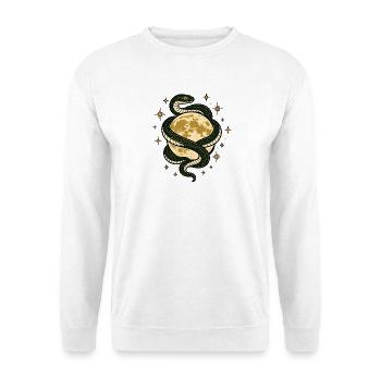 Schlange Vollmond Sterne Mystisch Vektor Shirt - Unisex Pullover - Weiß - Vorne - Alina (178cm) & Michal (187cm)