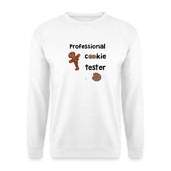 Professional Cookie Tester - Lebkuchenmann - Unisex Pullover - Weiß - Vorne - Alina (178cm) & Michal (187cm)