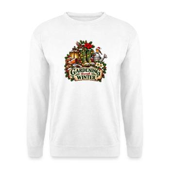 Gartenfreunde im Winter – Weihnachten Hobbygärtner - Unisex Pullover - Weiß - Vorne - Alina (178cm) & Michal (187cm)