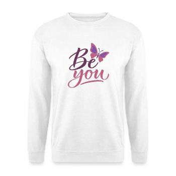 Sei du Schmetterling - Unisex Pullover - Weiß - Vorne - Alina (178cm) & Michal (187cm)