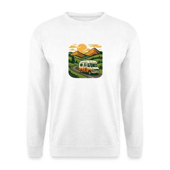 Geschenk zur ersten Wohnmobilreise und Tour - Unisex Pullover - Weiß - Vorne - Alina (178cm) & Michal (187cm)