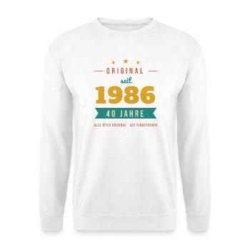 Original seit 1986 – 40. Geburtstag Jahrgang - Unisex Pullover - Weiß - Vorne - Alina (178cm) & Michal (187cm)