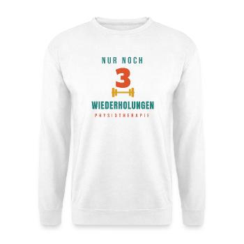 Physiotherapie – Nur noch 3 Wiederholungen Physio - Unisex Pullover - Weiß - Vorne - Alina (178cm) & Michal (187cm)