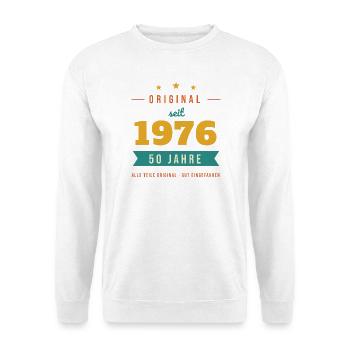 Original seit 1976 – 50. Geburtstag Jahrgang - Unisex Pullover - Weiß - Vorne - Alina (178cm) & Michal (187cm)