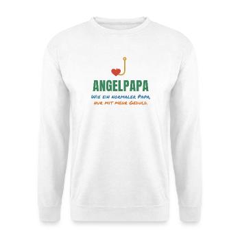 Angelpapa – wie ein normaler Papa, nur geduldiger - Unisex Pullover - Weiß - Vorne - Alina (178cm) & Michal (187cm)