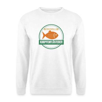 Offizieller Karpfenflüsterer – Karpfenangler - Unisex Pullover - Weiß - Vorne - Alina (178cm) & Michal (187cm)