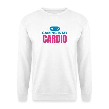 Gaming ist mein Cardio - Unisex Pullover - Weiß - Vorne - Alina (178cm) & Michal (187cm)