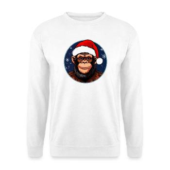Affen Weihnachten / X-Mas Schimpanse - Unisex Pullover - Weiß - Vorne - Alina (178cm) & Michal (187cm)