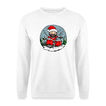 Schlagzeuger Weihnachten / Xmas Schlagzeug - Unisex Pullover - Weiß - Vorne - Alina (178cm) & Michal (187cm)