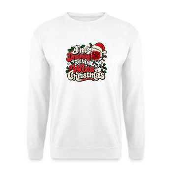 Ich träume von einem Weinweihnachten - Unisex Pullover - Weiß - Vorne - Alina (178cm) & Michal (187cm)