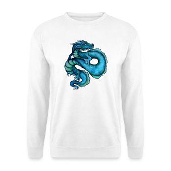 Azurblauer Ozeandrache - Unisex Pullover - Weiß - Vorne - Alina (178cm) & Michal (187cm)