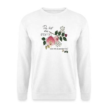 Du bist das Beste - Unisex Pullover - Weiß - Vorne - Alina (178cm) & Michal (187cm)