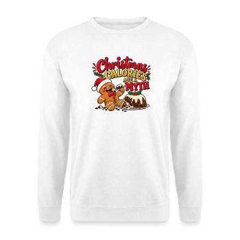 Weihnachtskalorien sind ein Mythos – lustiger Lebkuchen - Unisex Pullover - Weiß - Vorne - Alina (178cm) & Michal (187cm)