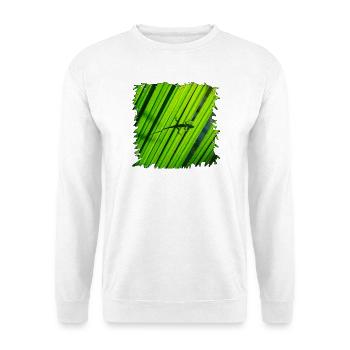 Gecko-Silhouette auf grünem Blatt - Unisex Pullover - Weiß - Vorne - Alina (178cm) & Michal (187cm)
