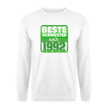 Schwester 1992 - Unisex Pullover - Weiß - Vorne - Alina (178cm) & Michal (187cm)