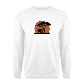 Afrika Elefant Sonnenuntergang - Unisex Pullover - Weiß - Vorne - Alina (178cm) & Michal (187cm)