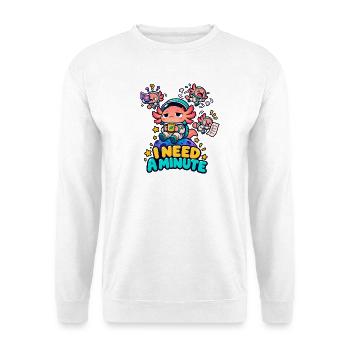 Ich brauche eine Minute - Unisex Pullover - Weiß - Vorne - Alina (178cm) & Michal (187cm)