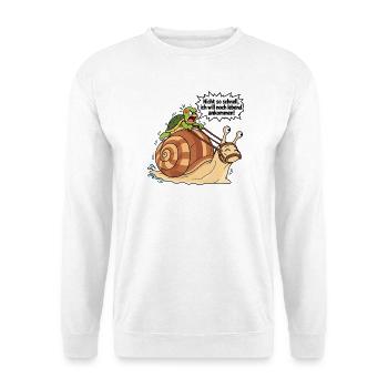 Lahme Schnecke - Unisex Pullover - Weiß - Vorne - Alina (178cm) & Michal (187cm)