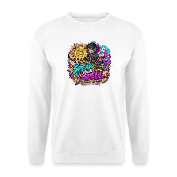 Ausdrucksstarke Typografie × Hexerei und Alchemie... - Unisex Pullover - Weiß - Vorne - Alina (178cm) & Michal (187cm)
