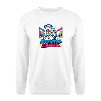 Messetag. Schrittzähler im Ausnahmezustand. - Unisex Pullover - Weiß - Vorne - Alina (178cm) & Michal (187cm)