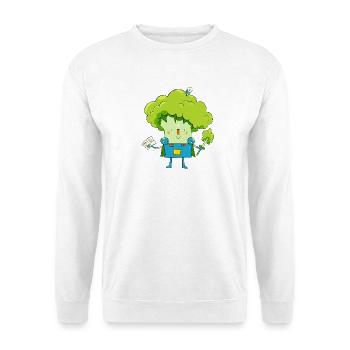 Brokkoliritter sagt Hallo! - Unisex Pullover - Weiß - Vorne - Alina (178cm) & Michal (187cm)