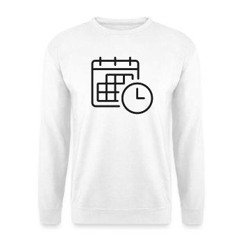 Kalender-Erinnerungszeilen-Symbol - Unisex Pullover - Weiß - Vorne - Alina (178cm) & Michal (187cm)