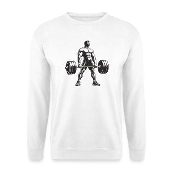 Krafttraining Muskelheld Barbell - Unisex Pullover - Weiß - Vorne - Alina (178cm) & Michal (187cm)