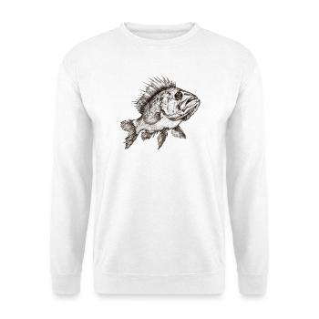 Fisch - Unisex Pullover - Weiß - Vorne - Alina (178cm) & Michal (187cm)
