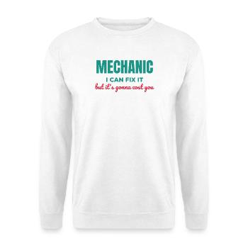 Mechaniker, ich kann es teuer reparieren. - Unisex Pullover - Weiß - Vorne - Alina (178cm) & Michal (187cm)
