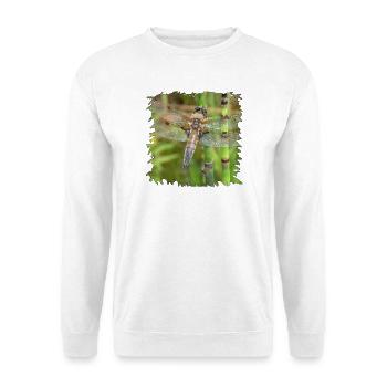 Libelle auf Schachtelhalm - Unisex Pullover - Weiß - Vorne - Alina (178cm) & Michal (187cm)