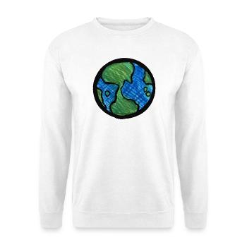 Earth Globe Aquarell - Unisex Pullover - Weiß - Vorne - Alina (178cm) & Michal (187cm)