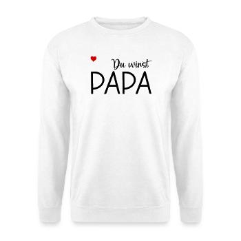 Du wirst Papa, Baby - Unisex Pullover - Weiß - Vorne - Alina (178cm) & Michal (187cm)
