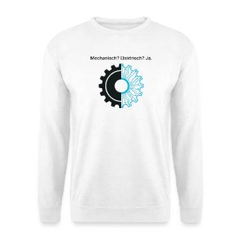 Mechanisch? Elektrisch? Ja. - Mechatroniker - Unisex Pullover - Weiß - Vorne - Alina (178cm) & Michal (187cm)