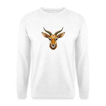 Springbock-Antilopenkopf - Unisex Pullover - Weiß - Vorne - Alina (178cm) & Michal (187cm)