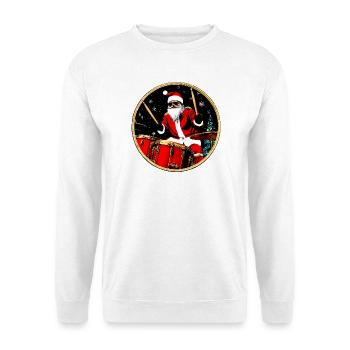 Schlagzeuger Weihnachten / Santa Schlagzeug - Unisex Pullover - Weiß - Vorne - Alina (178cm) & Michal (187cm)