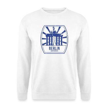 Retro Brandenburger Tor - Unisex Pullover - Weiß - Vorne - Alina (178cm) & Michal (187cm)