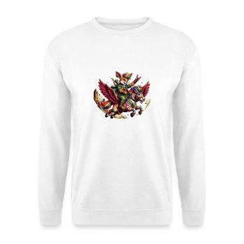 Punk Bunny-Waldelfe auf Regenbogen-Zebra-Einhorn - Unisex Pullover - Weiß - Vorne - Alina (178cm) & Michal (187cm)
