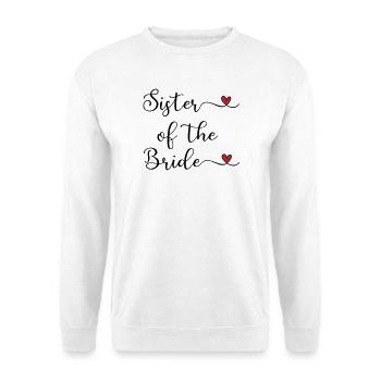 Schwesterherz der Braut – Typografie - Unisex Pullover - Weiß - Vorne - Alina (178cm) & Michal (187cm)
