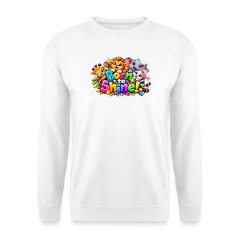 Born_to_Shine_Animal_Sticker - Unisex Pullover - Weiß - Vorne - Alina (178cm) & Michal (187cm)