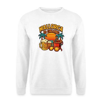 Mallorca ruft - Unisex Pullover - Weiß - Vorne - Alina (178cm) & Michal (187cm)