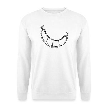 Wurst handgezeichnet - Unisex Pullover - Weiß - Vorne - Alina (178cm) & Michal (187cm)