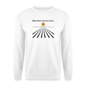 Mein Büro hat kein Dach - Landwirt Geschenk - Unisex Pullover - Weiß - Vorne - Alina (178cm) & Michal (187cm)